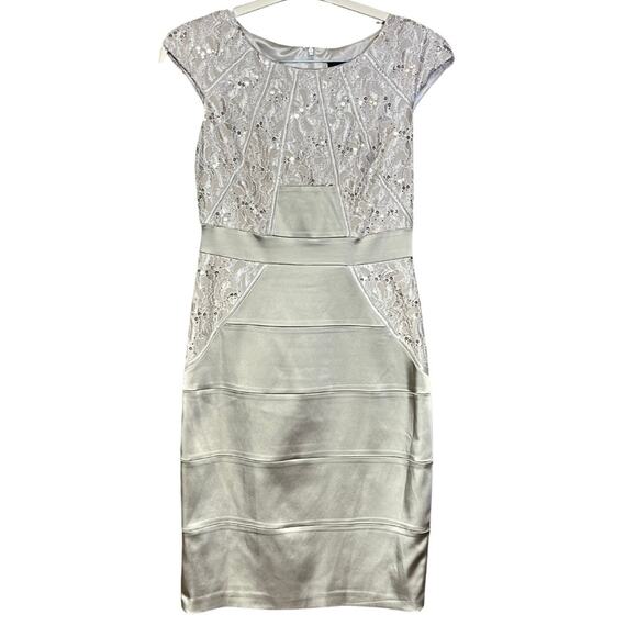 Jax dress champagne formal bridal satin sequin lace lined party size 8 - Picture 1 of 5